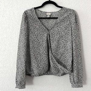 A New Day Long Sleeve, Business Casual Shirt, Size Medium, Black And White